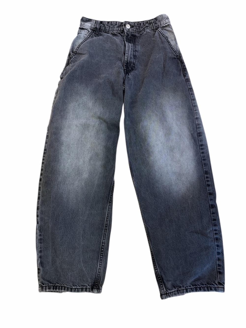Bershka Young Men’s Baggy Wide leg Jeans Black denim men’s US size 27